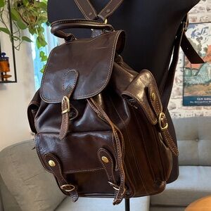 Brown Leather Backpack